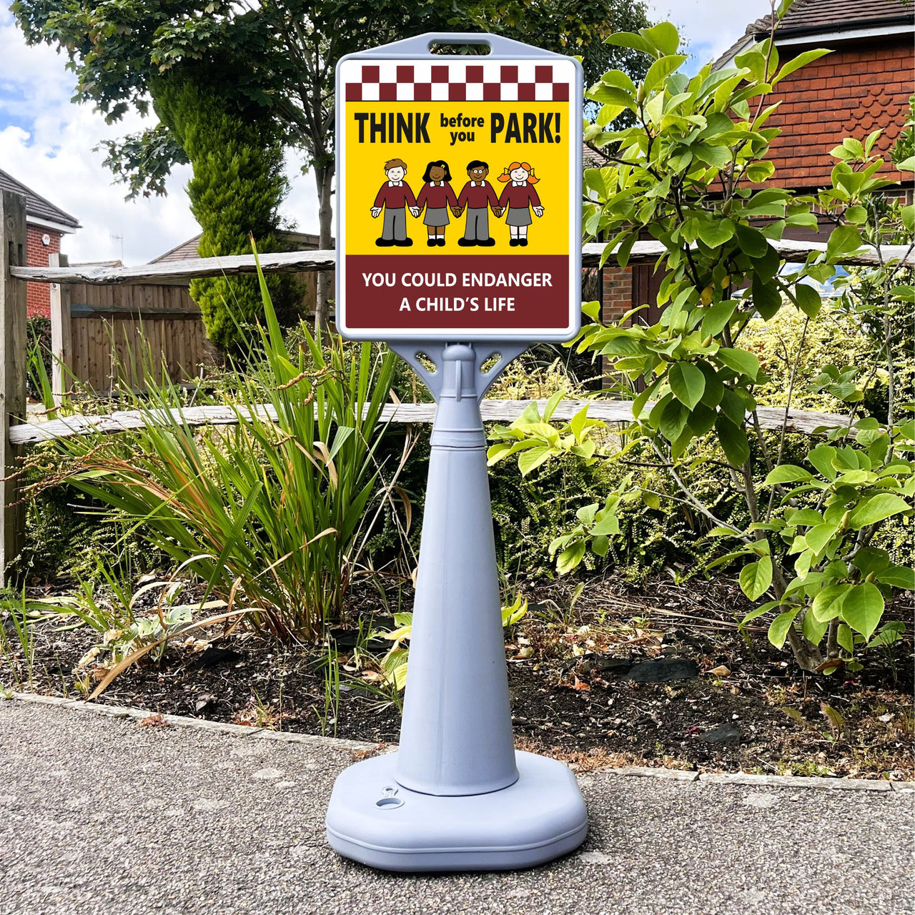 Think Before You Park You Could Endanger a Child's Life Freestanding School Sign