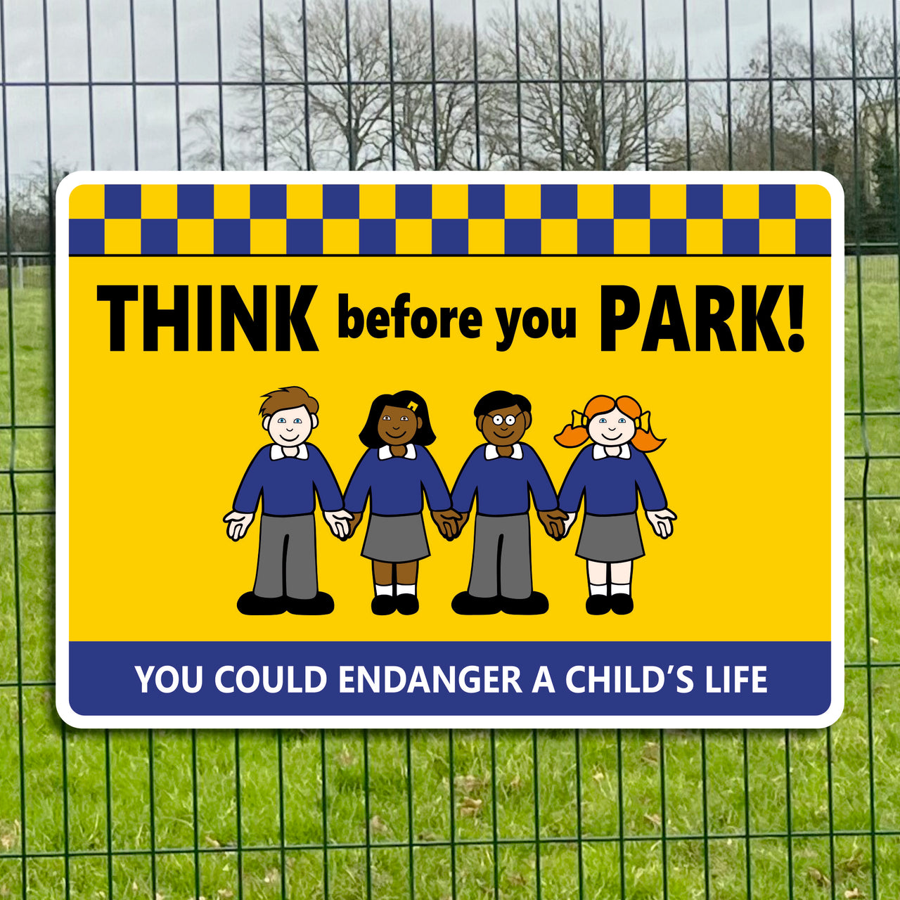 Think Before You Park School Traffic Hazard Sign