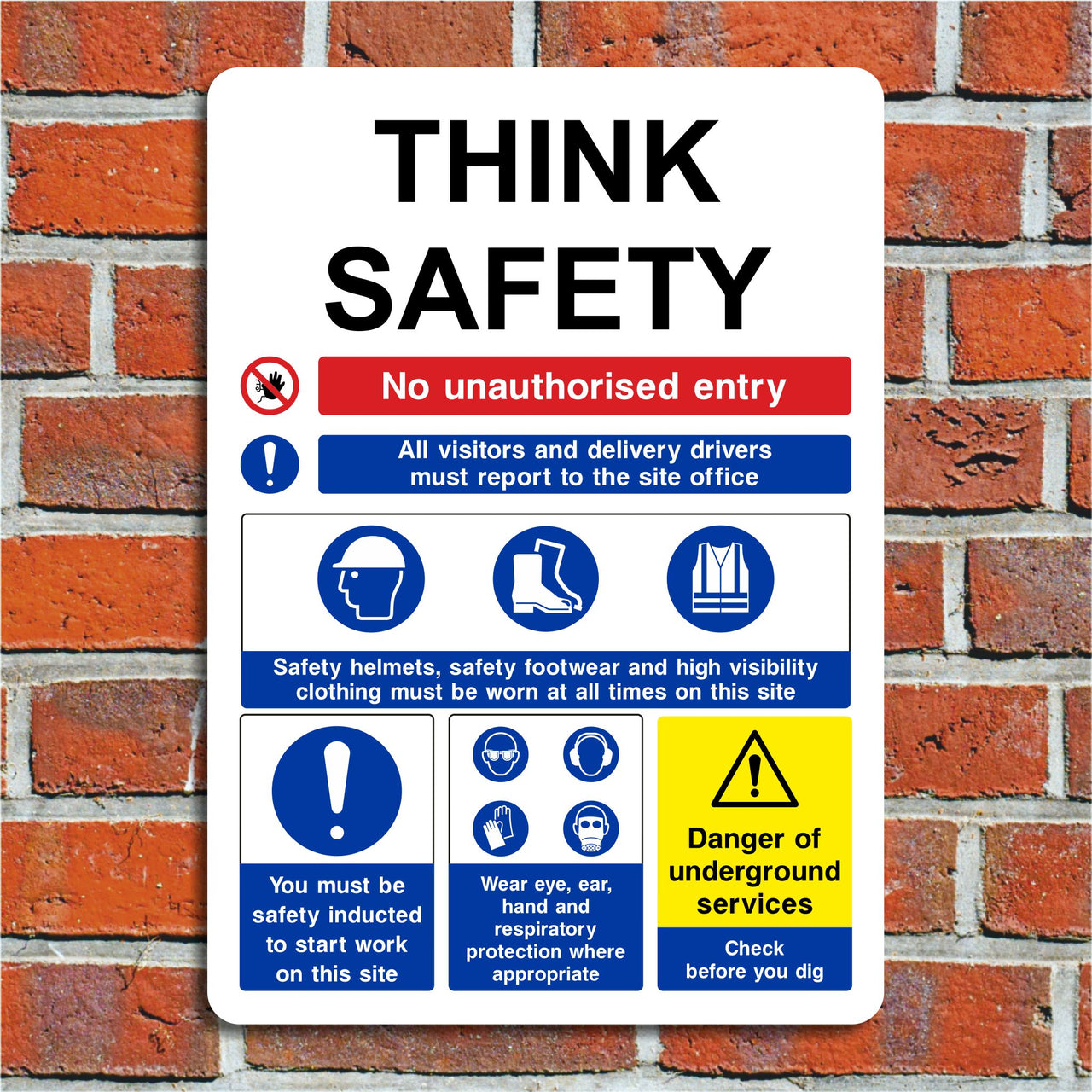 Think Safety Construction Multi Message Sign