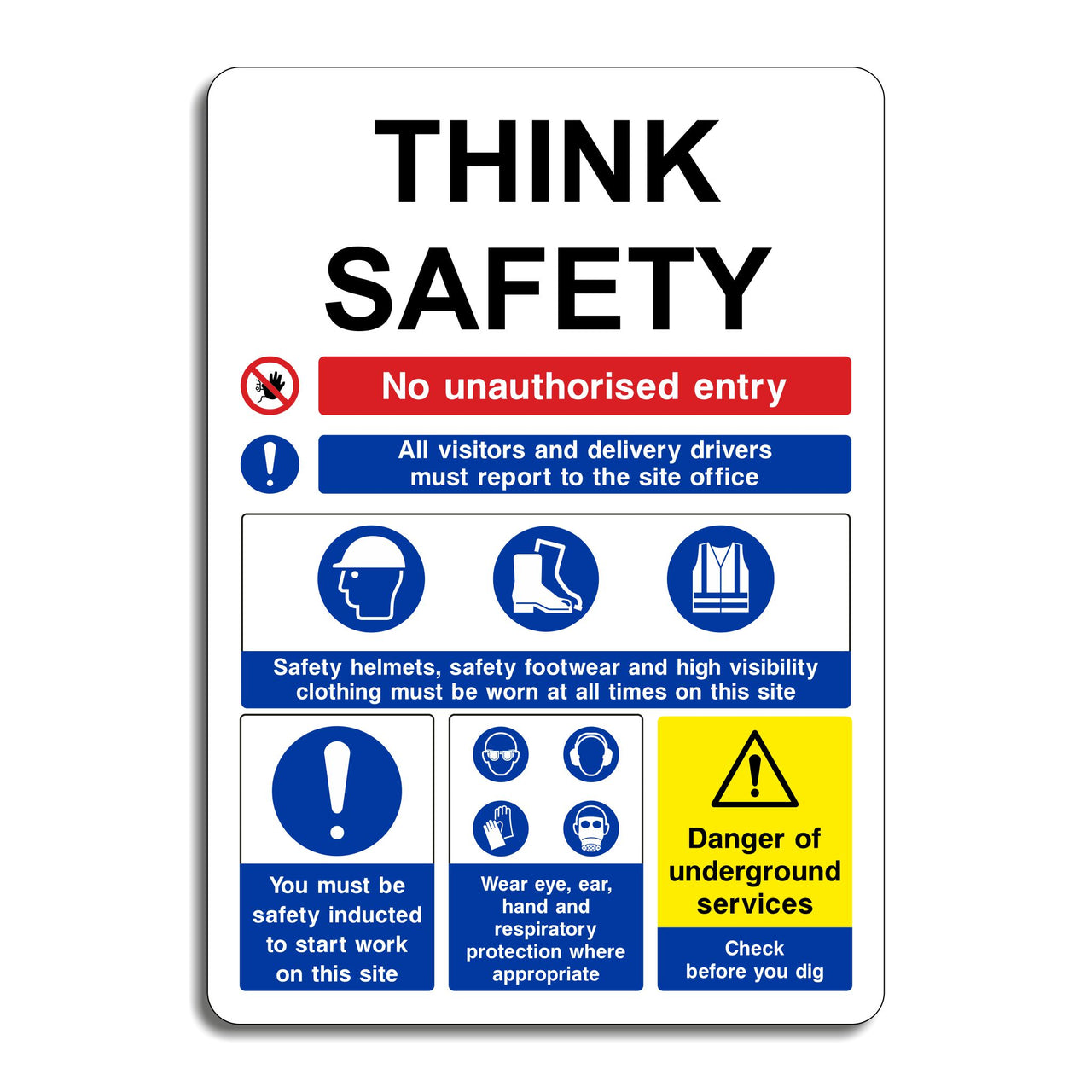 Think Safety Construction Multi Message Sign