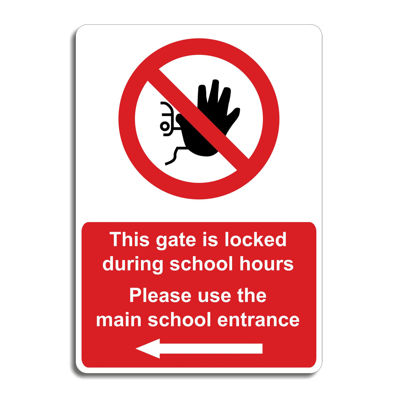 This Gate Is Locked During School Hours Please Use The Main School Entrance Sign