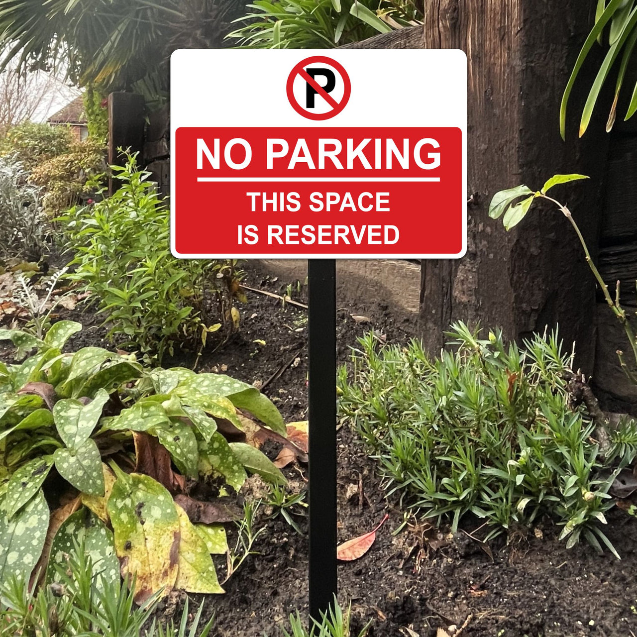No Parking This Space is Reserved Sign on Low Level Aluminium Stake/s