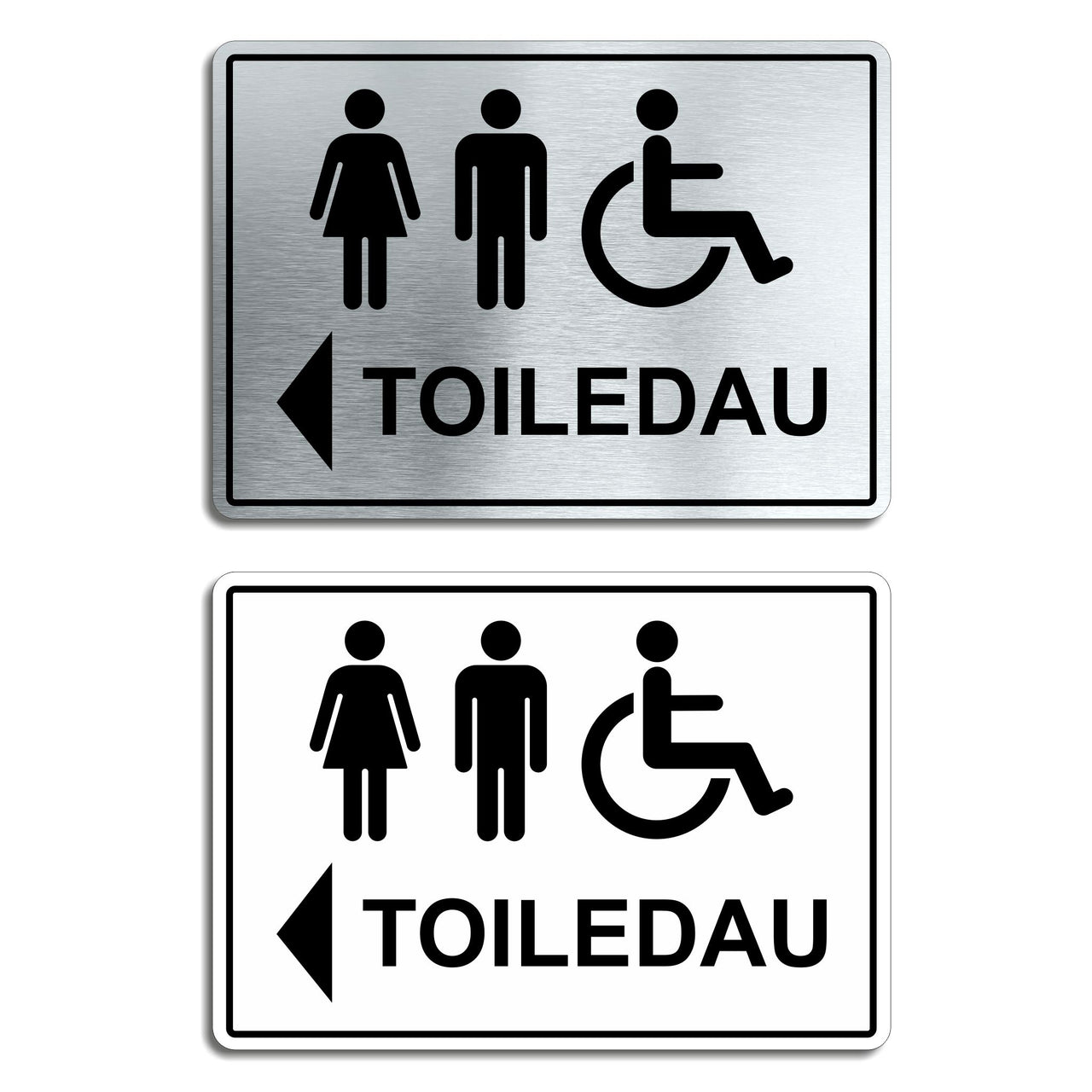 Toiledau - Welsh Language Unisex Toilet Sign With a Left Pointing Arrow