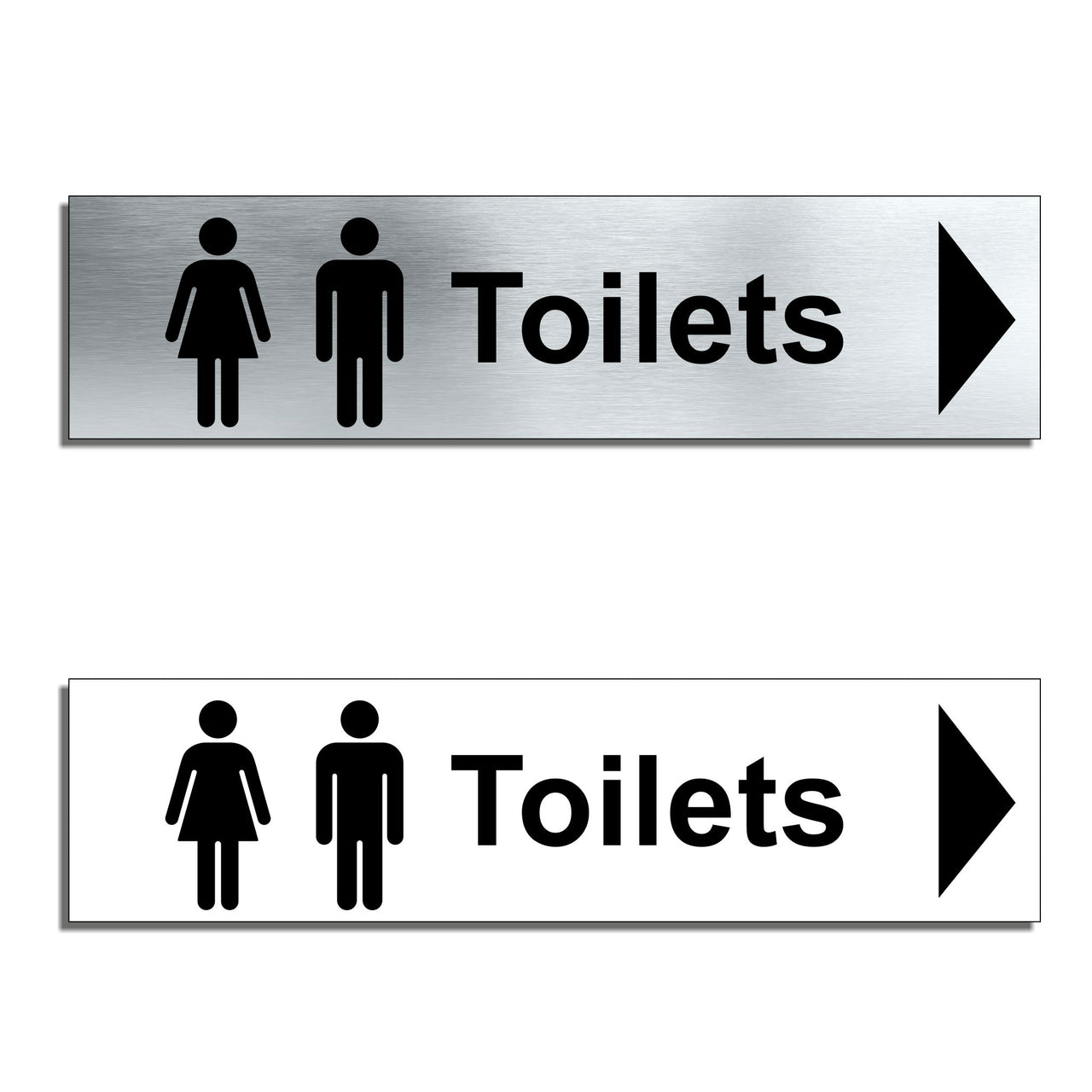 Toilets Sign with a Right Pointing Directional Arrow