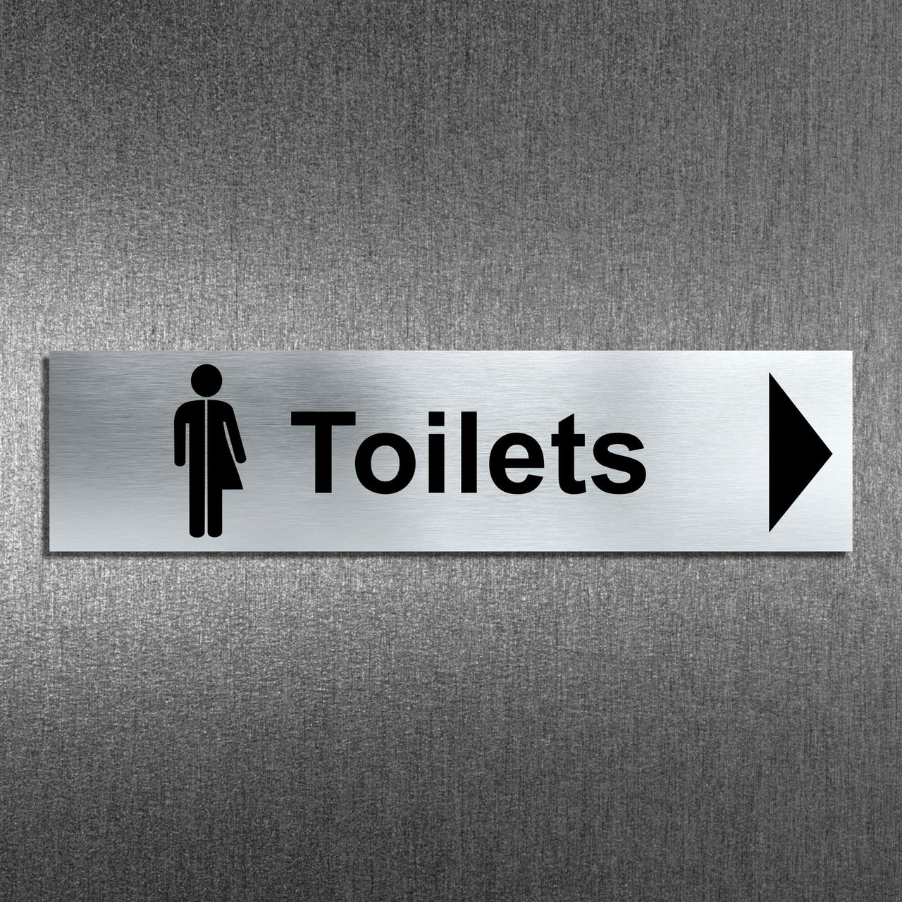 Inclusive Toilet Door Sign with a Right Pointing Directional Arrow