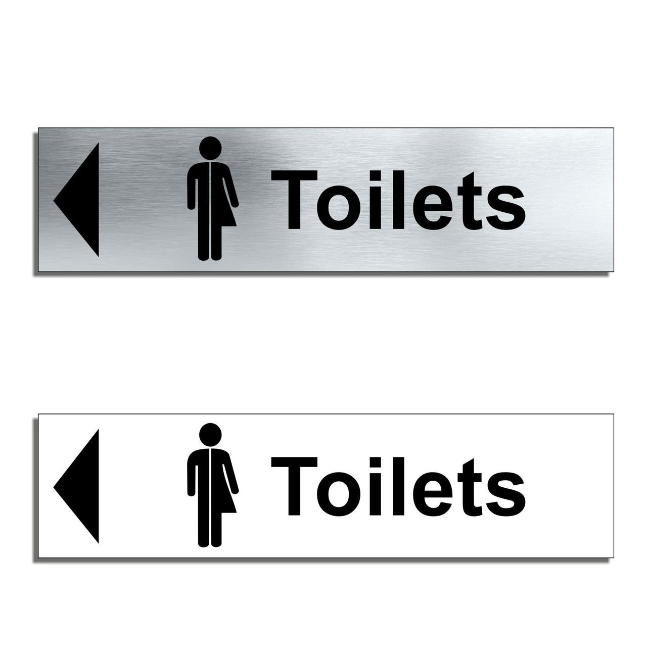 Inclusive Toilet Door Sign with a Left Pointing Directional Arrow