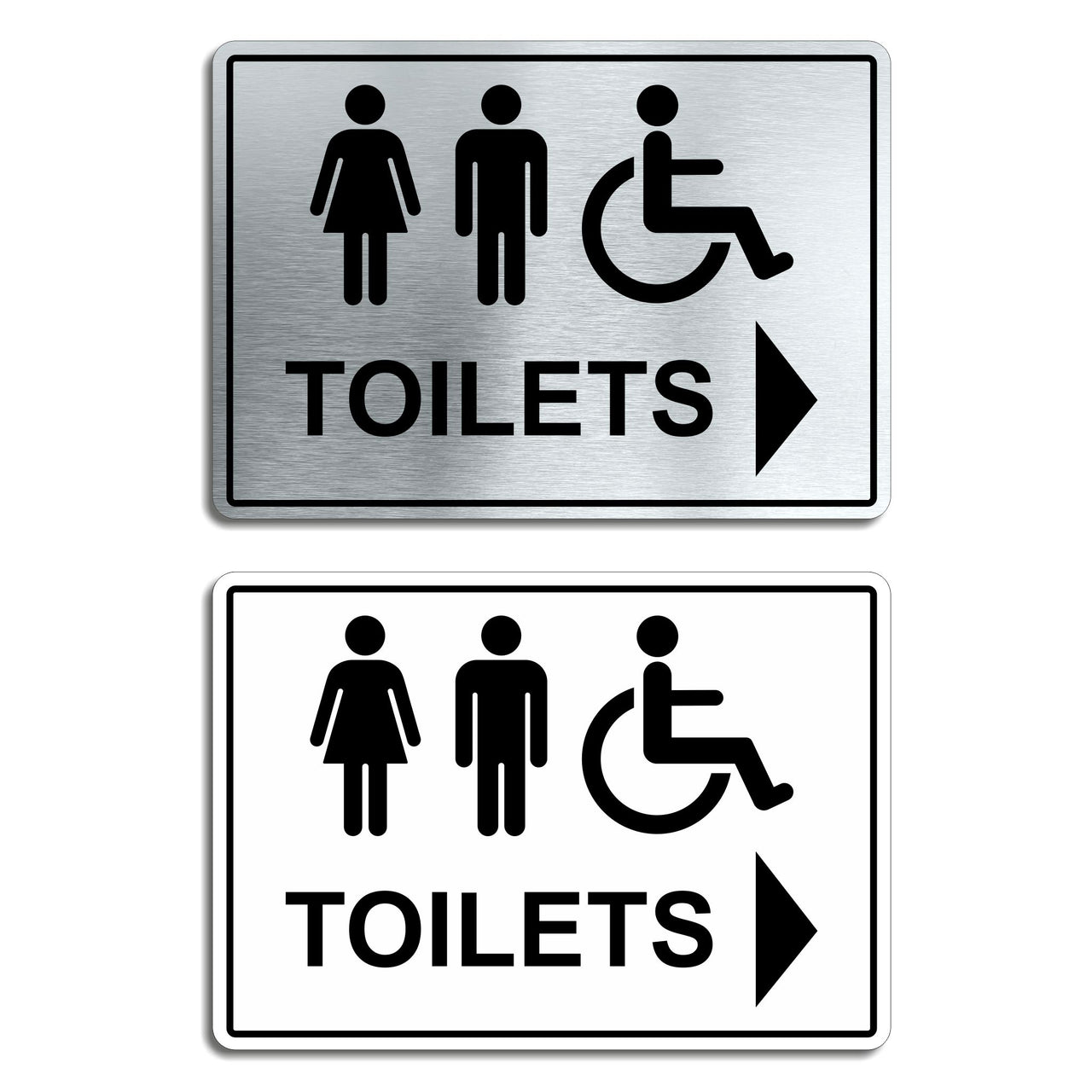 Accessible Toilets Sign with a Right Pointing Directional Arrow