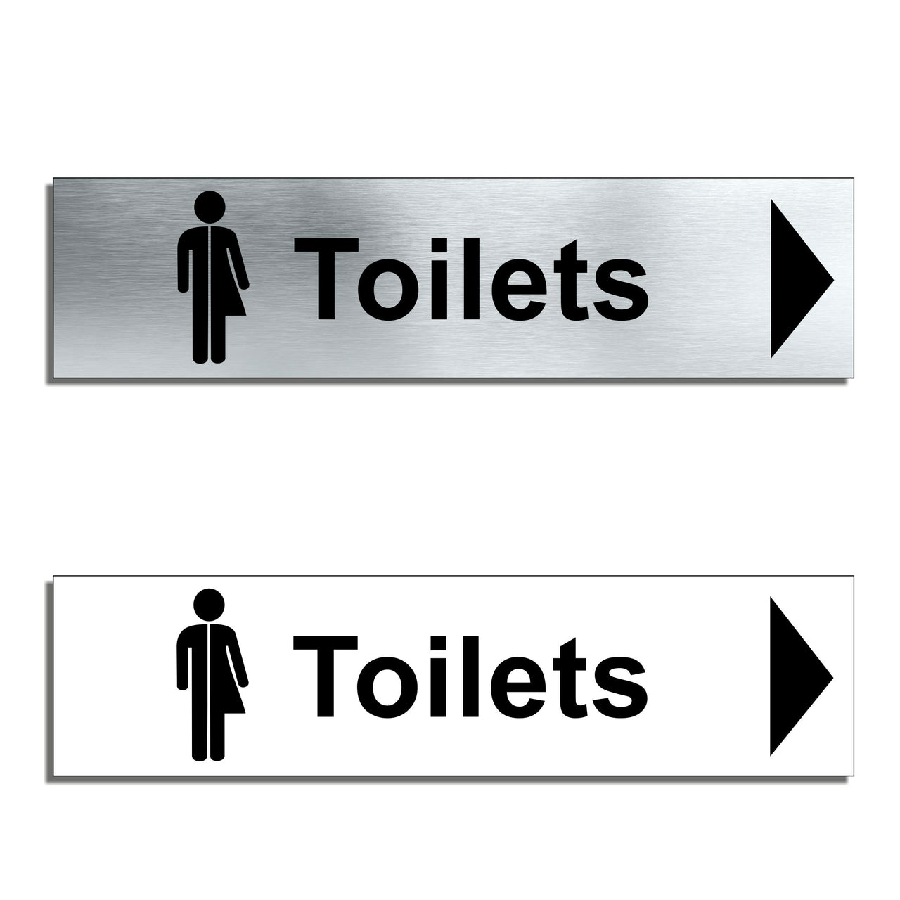 Inclusive Toilet Door Sign with a Right Pointing Directional Arrow
