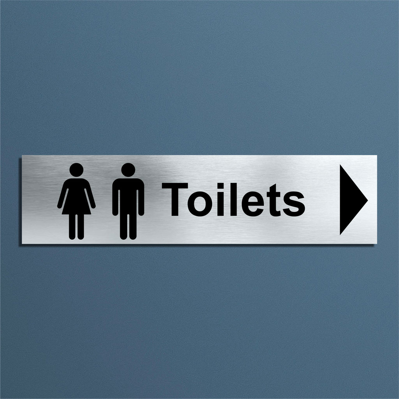 Toilets Sign with a Right Pointing Directional Arrow