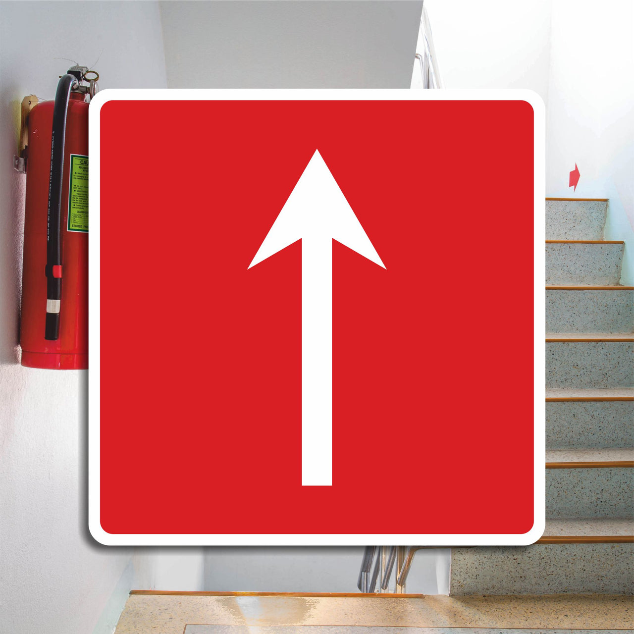 Emergency Directional Sign with Forward Pointing Arrow