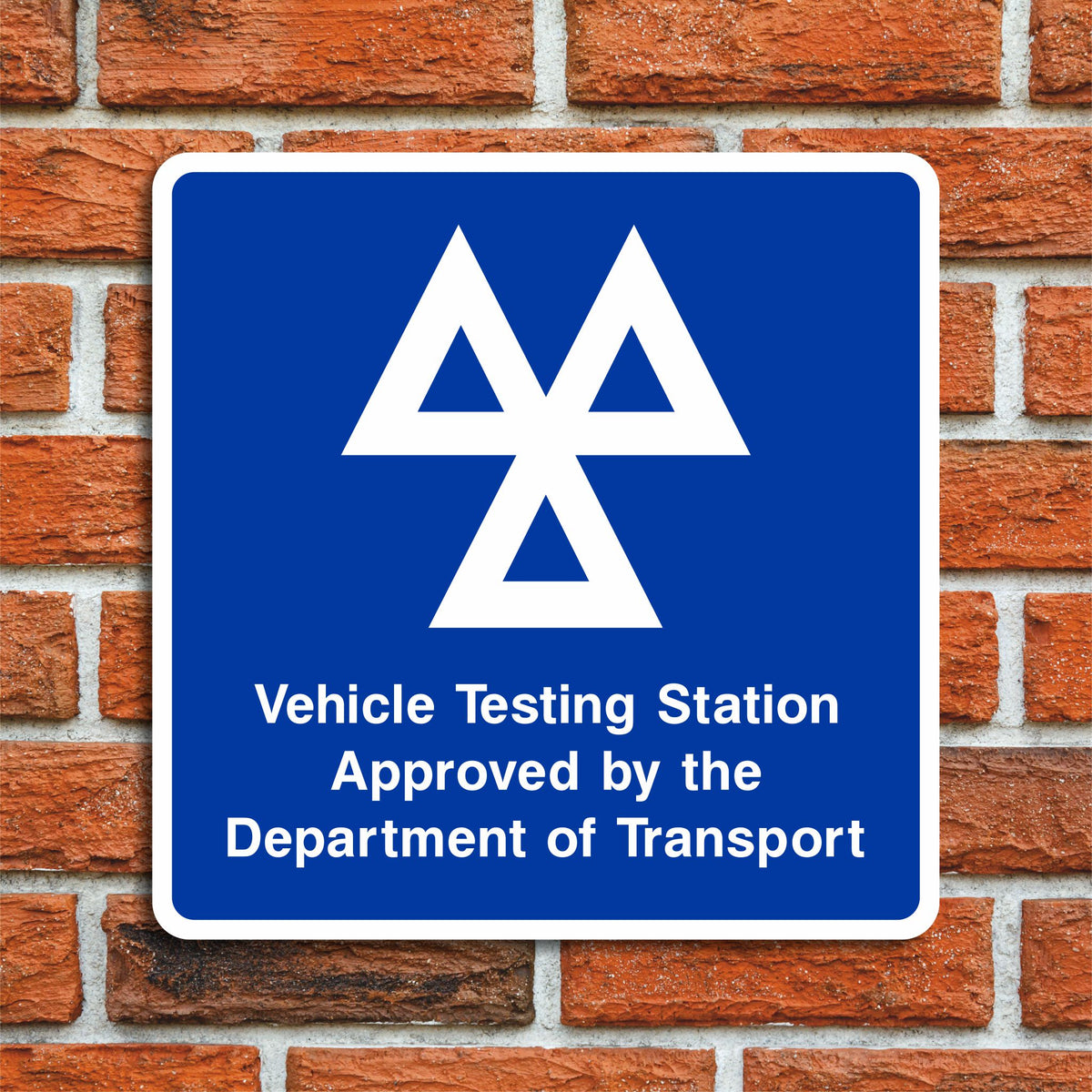 Machine On Test Signs Vehicle Testing Station Approved by the Department of Transport Sign