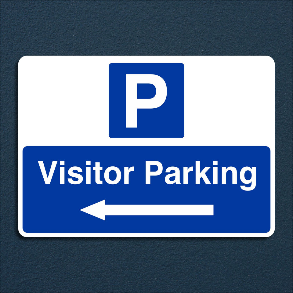 Visitor Parking Sign with a Left Pointing Directional Arrow