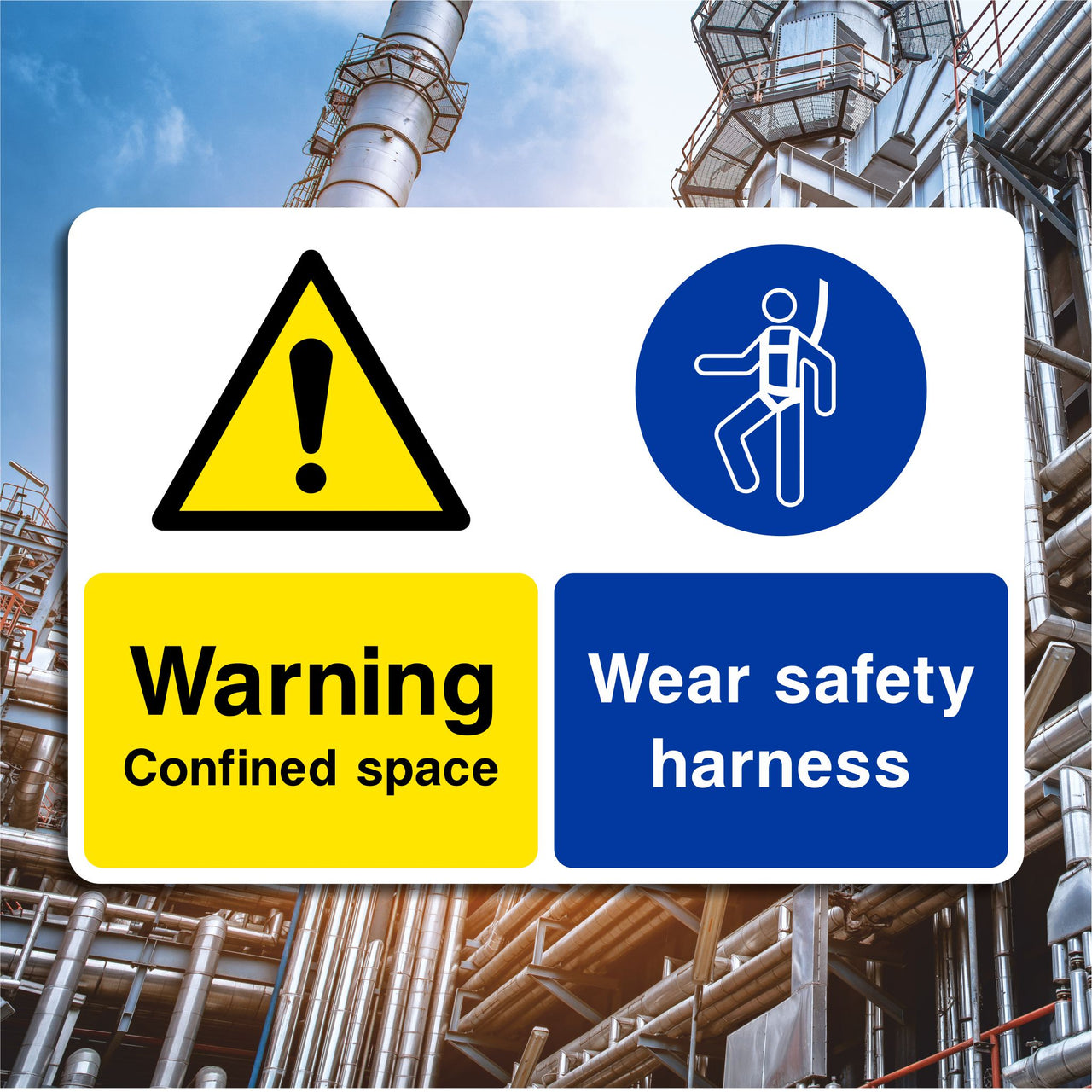 Warning Confined Space Wear Safety Harness Sign
