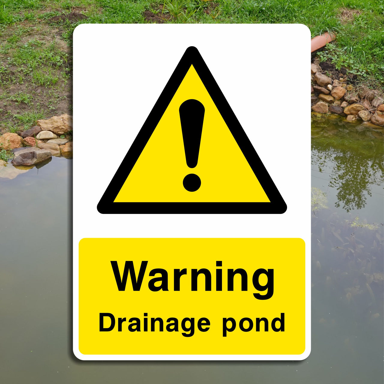 Warning Drainage Pond Sign