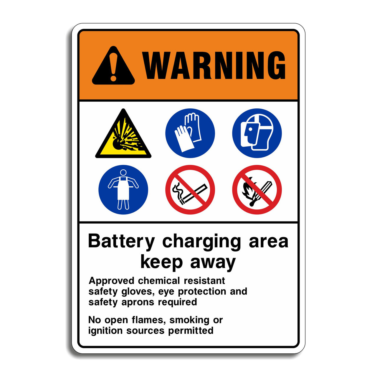 Warning Battery Charging Area Sign