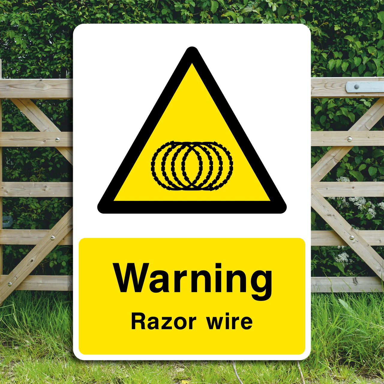 Warning Razor Wire Sign