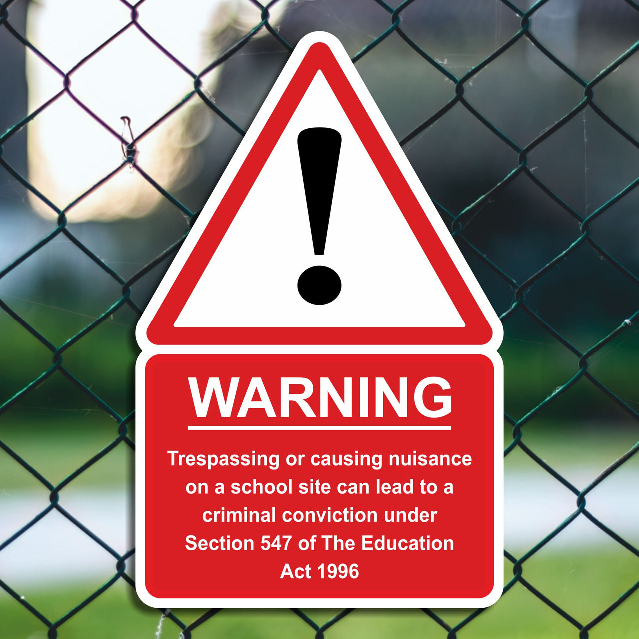 Warning Trespassing Or Causing Nuisance On A School Site Can Lead To Criminal Conviction Sign - SCH0181